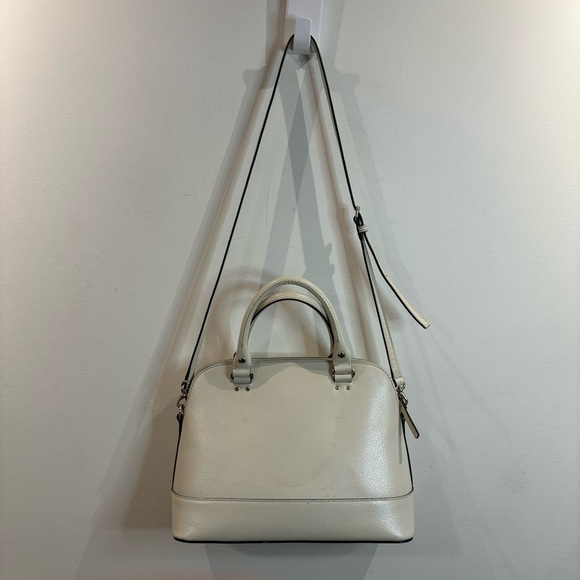 KATE SPADE NEW YORK Leather Cream Ecru Pink Lining Purse Crossbody Satchel - Picture 11 of 14